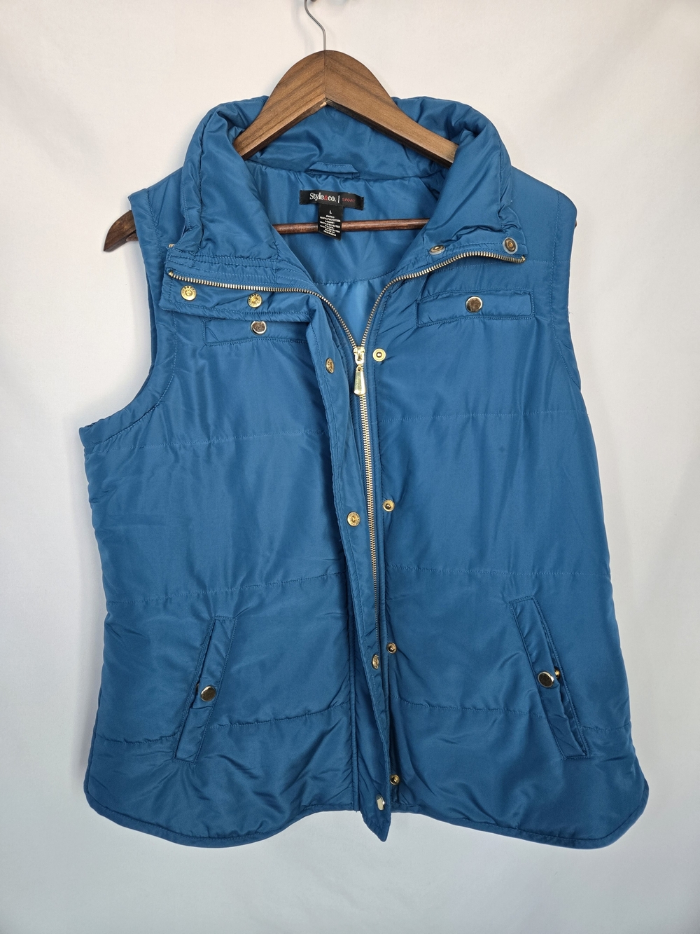 Style & Co. Teal Puffer Vest - Women's Sleeveless Jacket – Women’s Size L